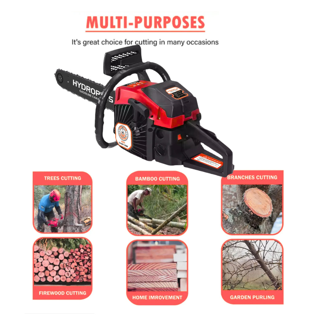 Heavy Duty Chainsaw 62cc Gasoline Engine Industrial Grade 22 Inch Guide Bar Two Stroke Motor OEM 2800W