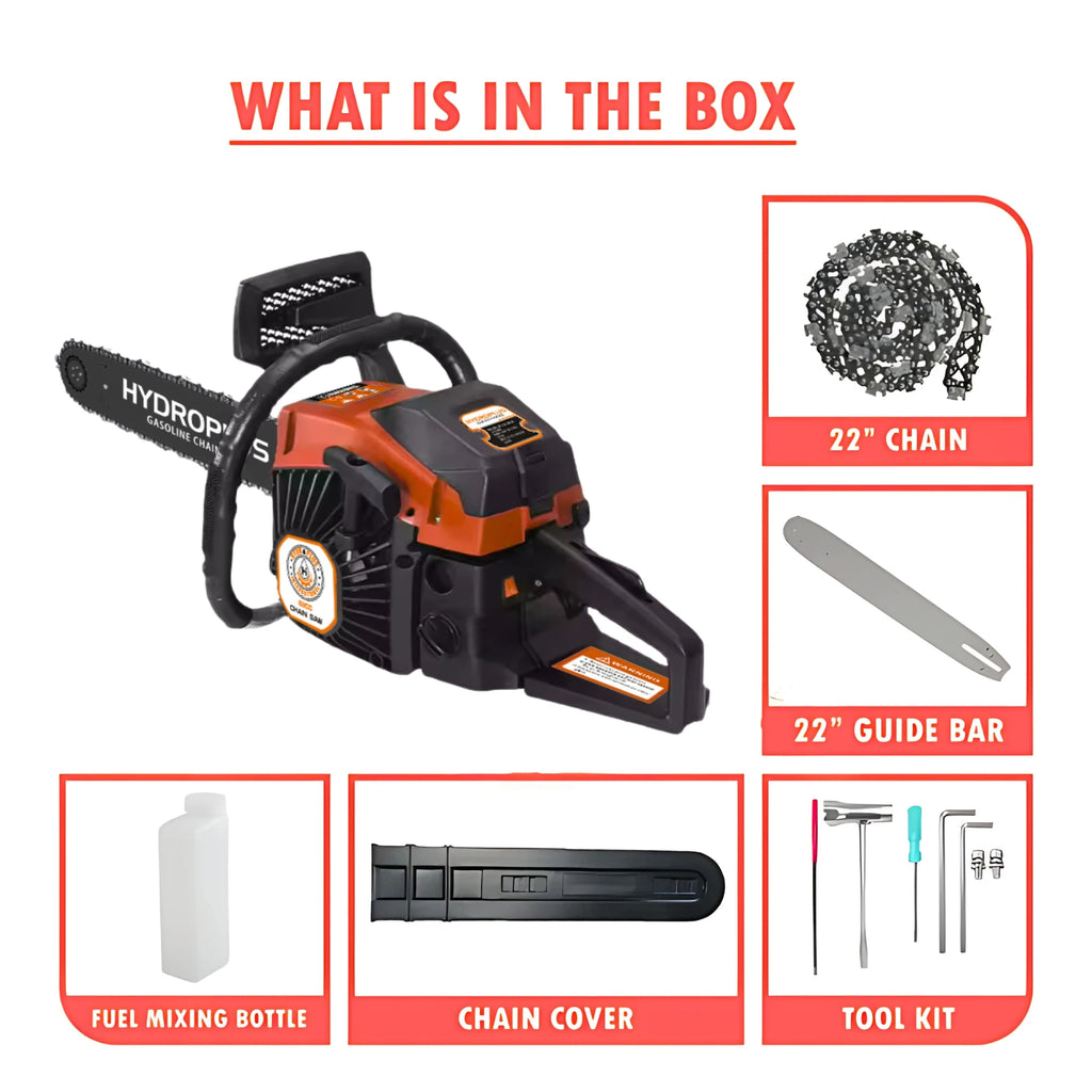 Heavy Duty Chainsaw 62cc Gasoline Engine Industrial Grade 22 Inch Guide Bar Two Stroke Motor OEM 2800W