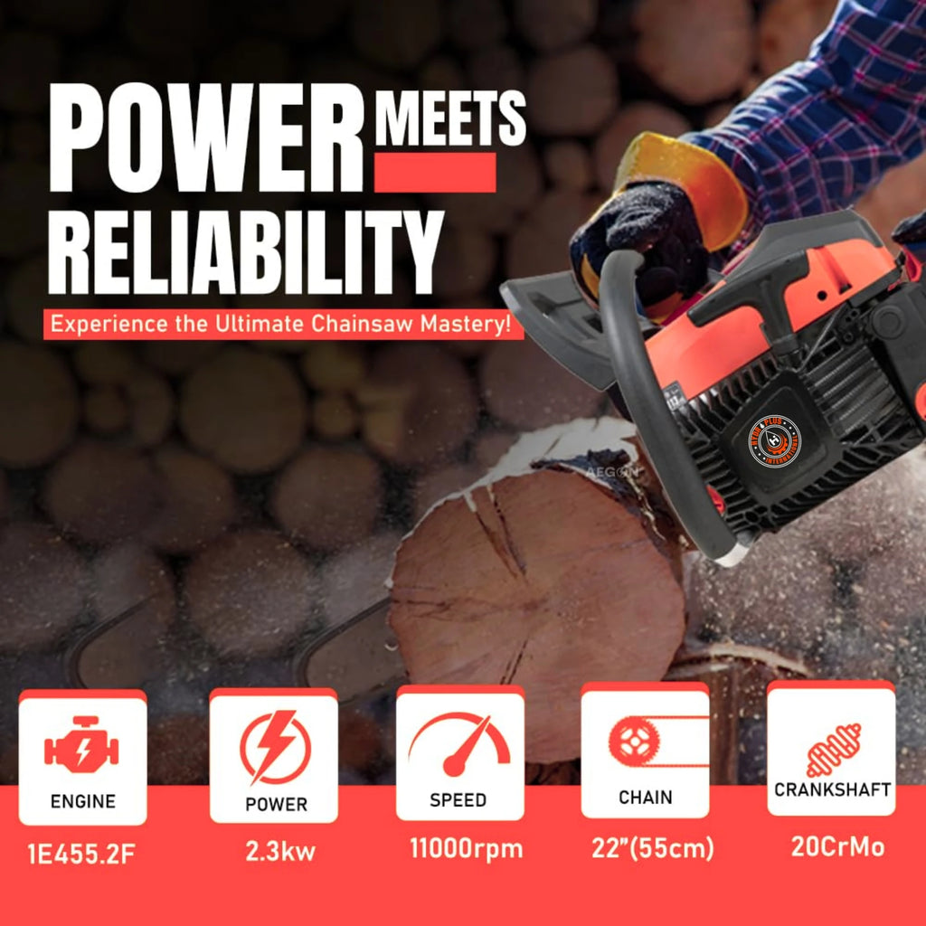 Heavy Duty Chainsaw 62cc Gasoline Engine Industrial Grade 22 Inch Guide Bar Two Stroke Motor OEM 2800W